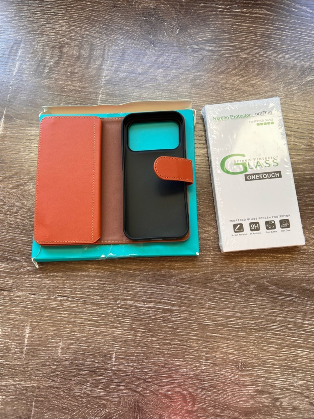 IPhone 17 Pro PU Leather Wallet Case & Tempered Glass Screen Protector